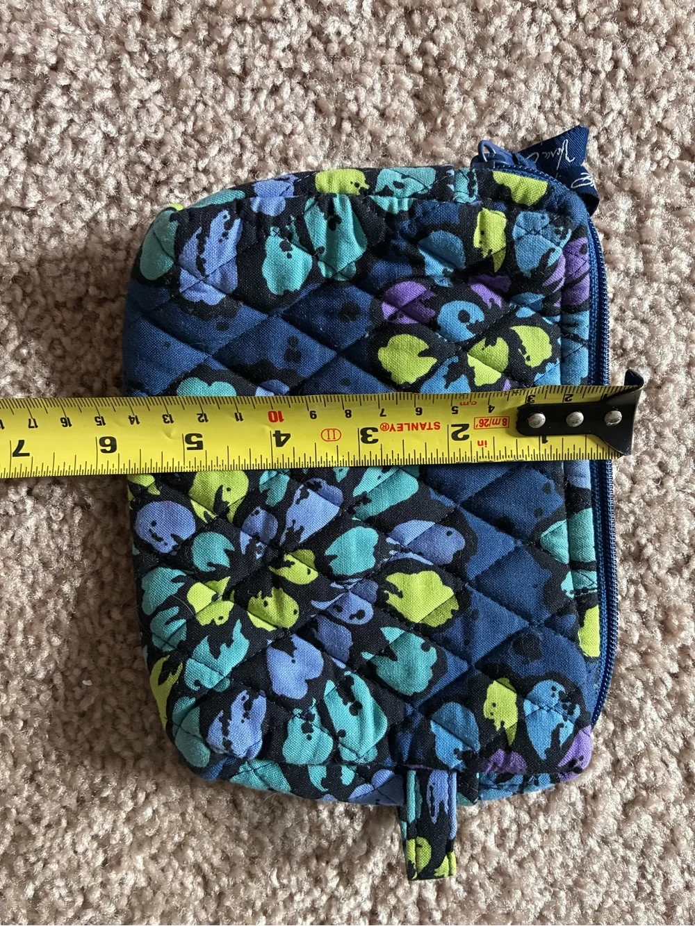 Vera Bradley Navy Quilted Floral Cosmetic Pouch with Wristlet Loop